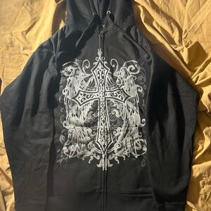 Social Collision Black Hoodie with Silver Graphic